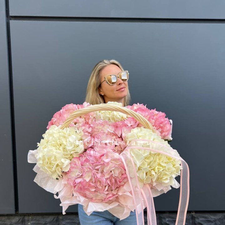 7 гортензий в корзине в Пензе