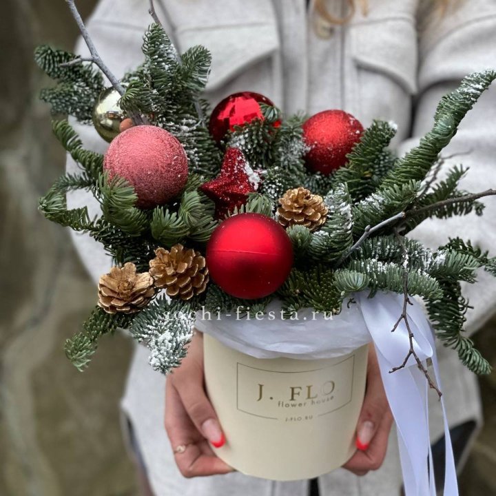 Новогодняя композиция в коробке ред в Пензе