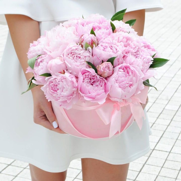 Пионы в шляпной коробке в Пензе