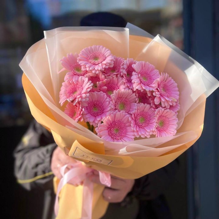 17 розовых гербер  в Пензе