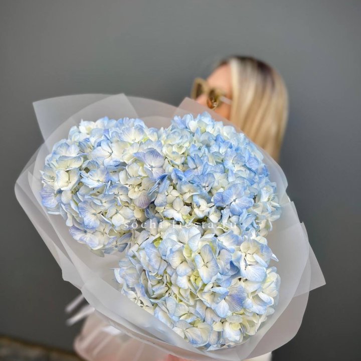 Букет из 3 голубых гортензий  в Пензе