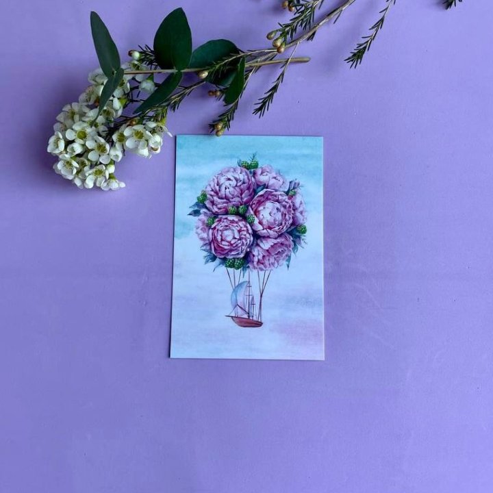 Открытка к букету "Пион" в Пензе