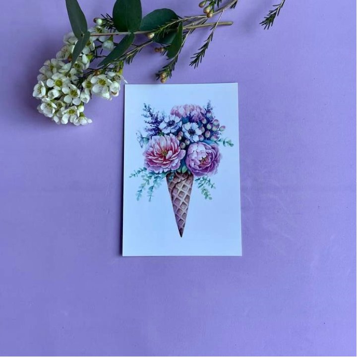 Открытка к букету "Цветочно-кремовый" в Пензе