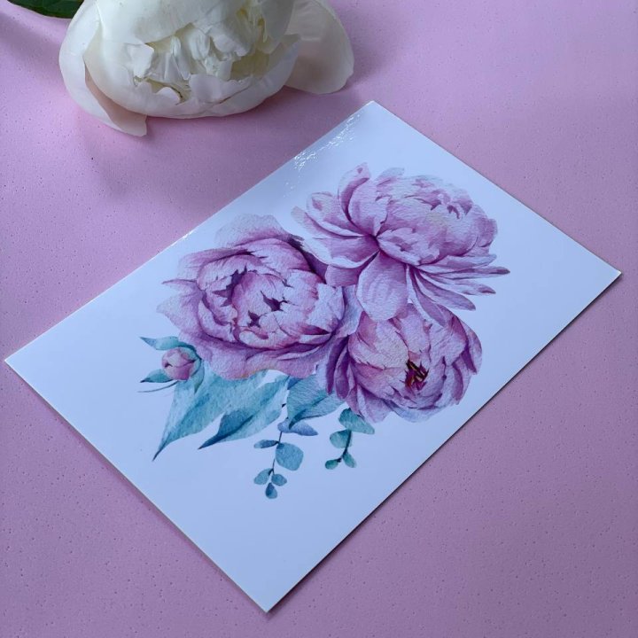 Открытка к букету "Пионы" в Пензе