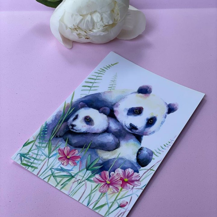 Открытка к букету "Объятие Панды" в Пензе
