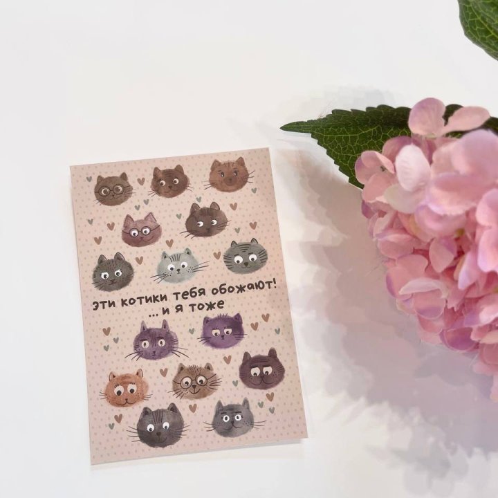 Открытка к букету "Котики" в Пензе