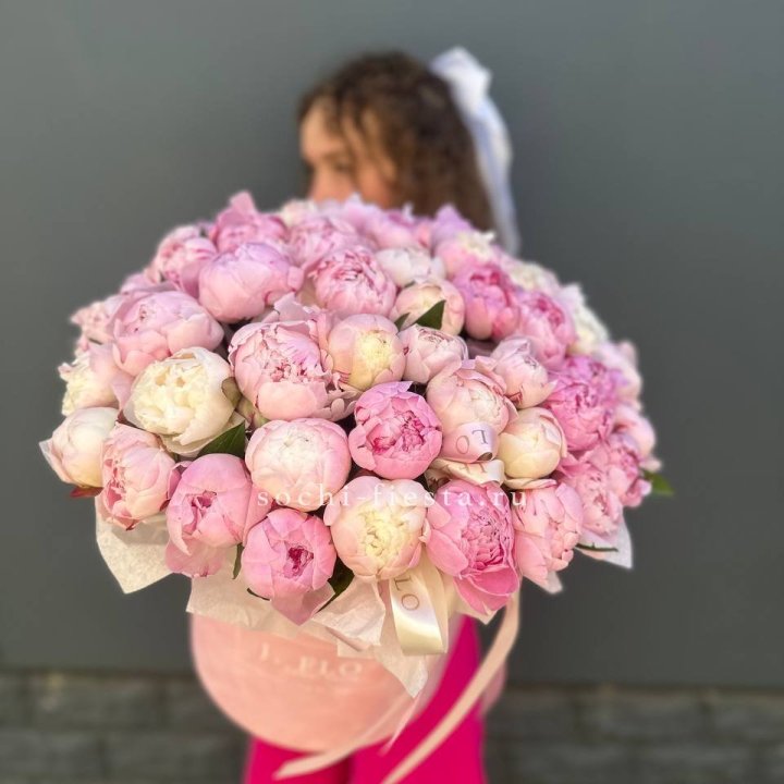 51 нежных пионов  в цилиндре в Пензе