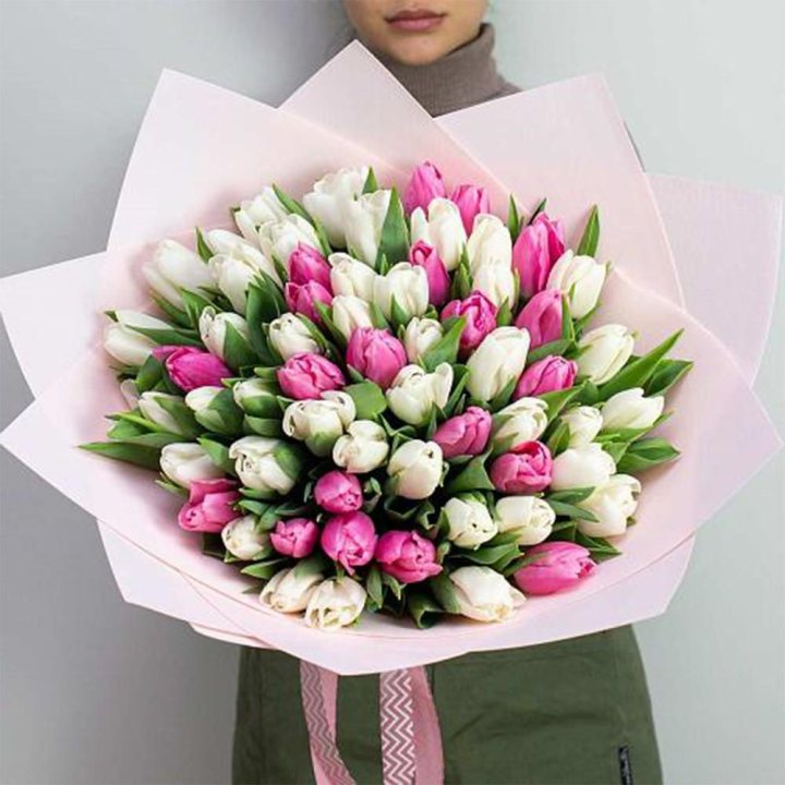 61 бело-розовый тюльпан в Пензе