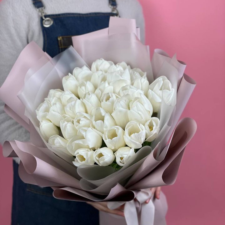 Букет белых тюльпанов "Пур-пур" в Пензе